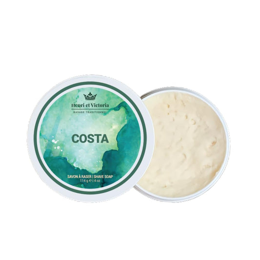 Henri et Victoria Traditional Shaving Soap For Men | Costa Fragrance | Canadian Made by Skilled Artisan (4 oz)