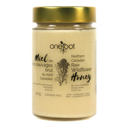 ONEROOT Raw Honey| Boreal Forest Raw Wildflower Honey | Creamed Honey 100% Farmed & Packed in Canada | Raw Unfiltered Honey (1kg)