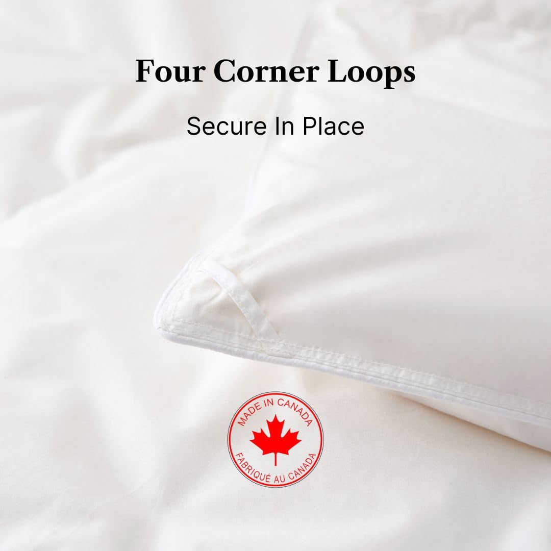 ROYAL ELITE-White Goose Feather Down Duvet Queen Size, Made in Canada All Season Goose Feather Comforter