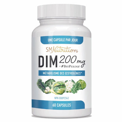 DIM Supplement 200 mg | Estrogen Balance for Women & Men, Vegan, Soy-Free | 60 Pills