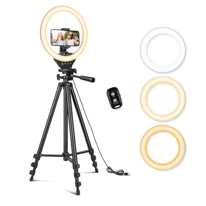 Sensyne 10'' Ring Light with 50'' Extendable Tripod Stand, LED Circle Light