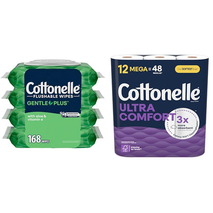 Cottonelle Ultra Comfort Toilet Paper, 12 Mega Rolls (12 Mega Rolls = 48 Regular Rolls)