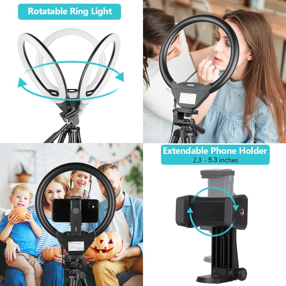 Sensyne 10'' Ring Light with 50'' Extendable Tripod Stand, LED Circle Light