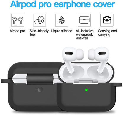 Compatible AirPods Pro Case Cover Silicone Protective Case Skin for Apple Airpod Pro 2019 (Front LED Visible) Black