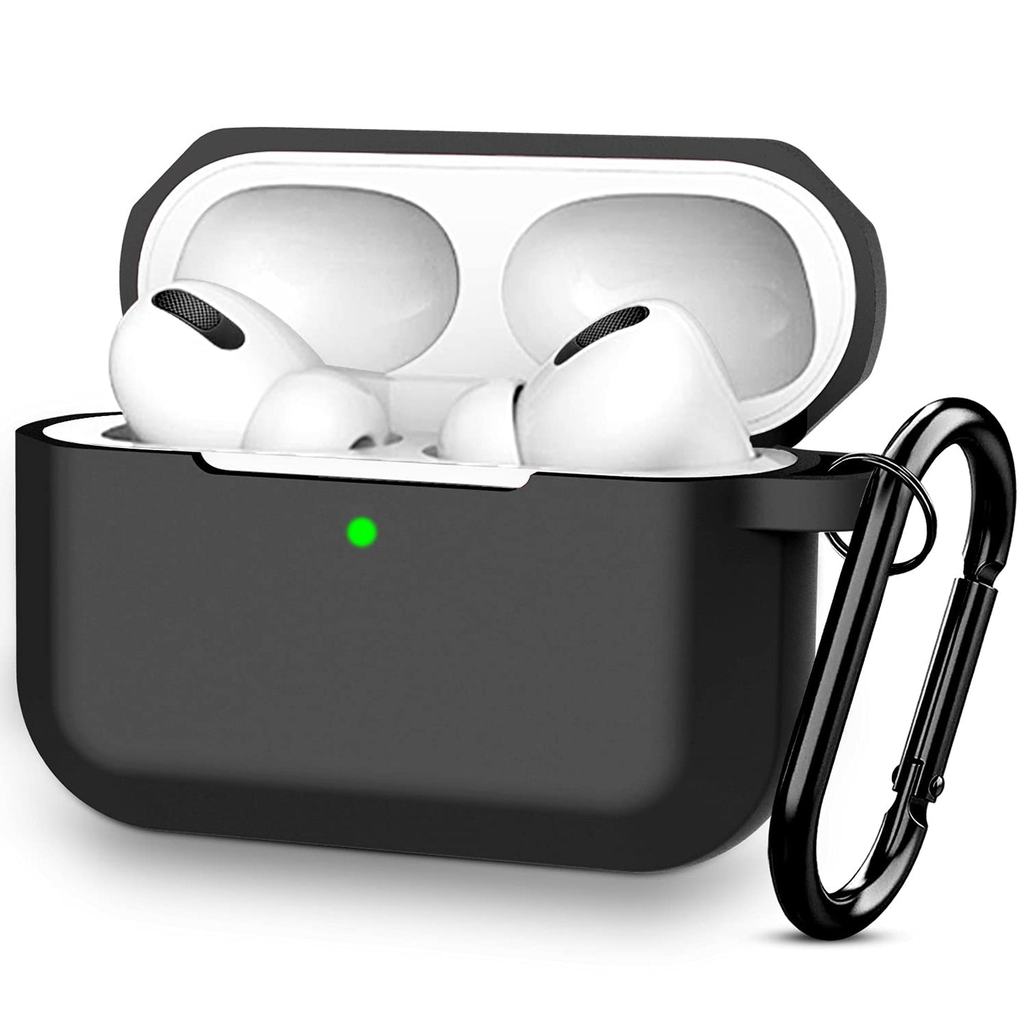 Compatible AirPods Pro Case Cover Silicone Protective Case Skin for Apple Airpod Pro 2019 (Front LED Visible) Black