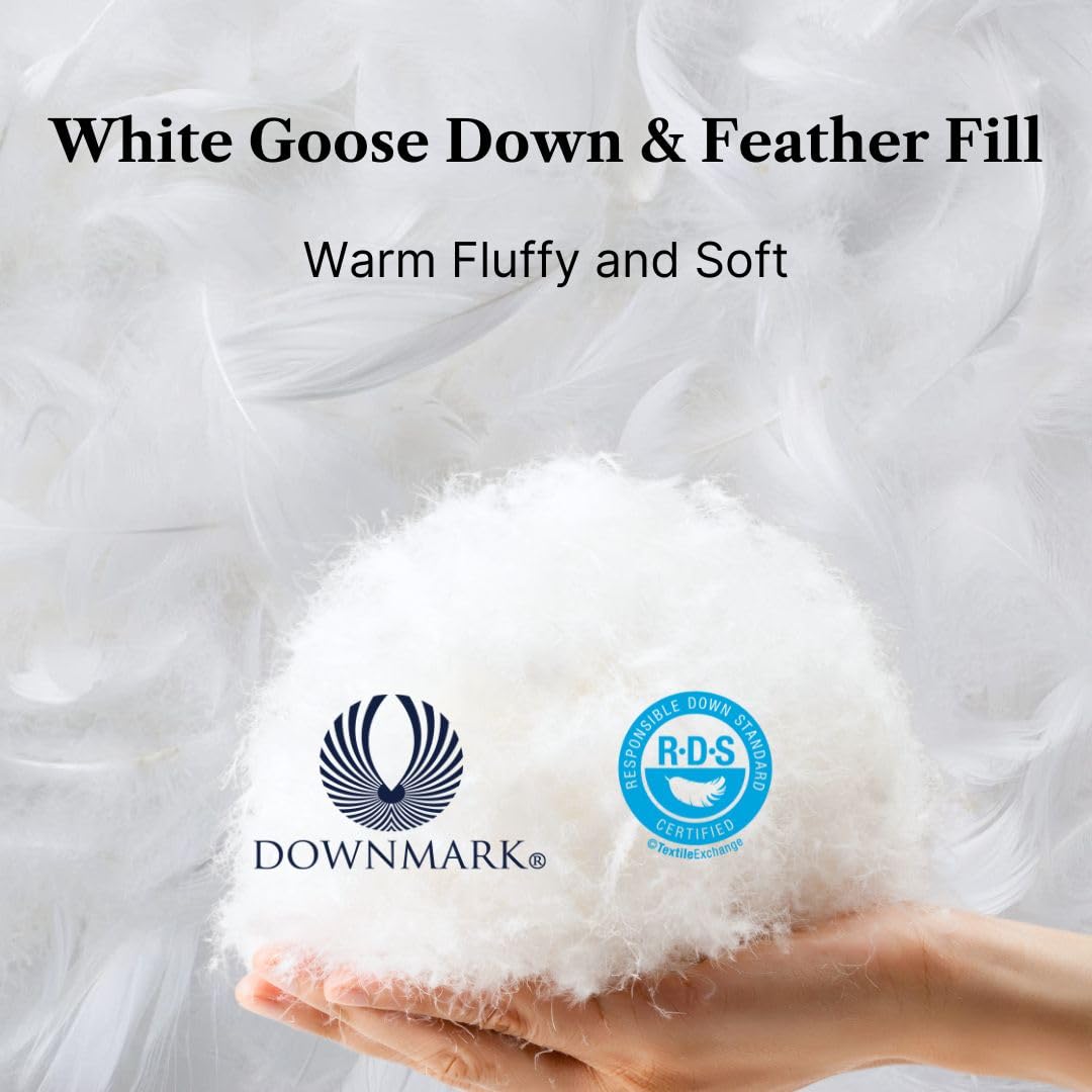 ROYAL ELITE-White Goose Feather Down Duvet Queen Size, Made in Canada All Season Goose Feather Comforter