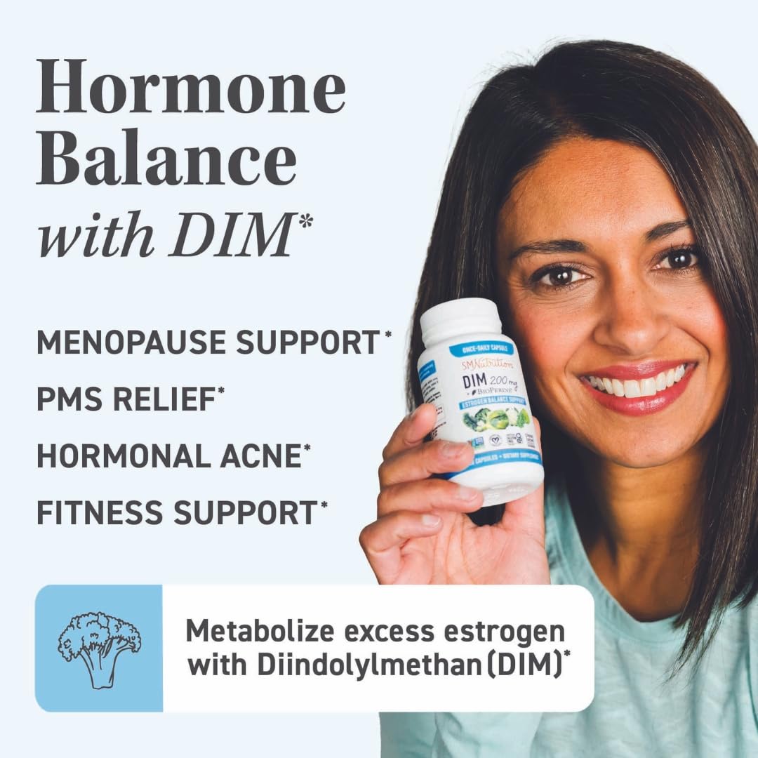 DIM Supplement 200 mg | Estrogen Balance for Women & Men, Vegan, Soy-Free | 60 Pills