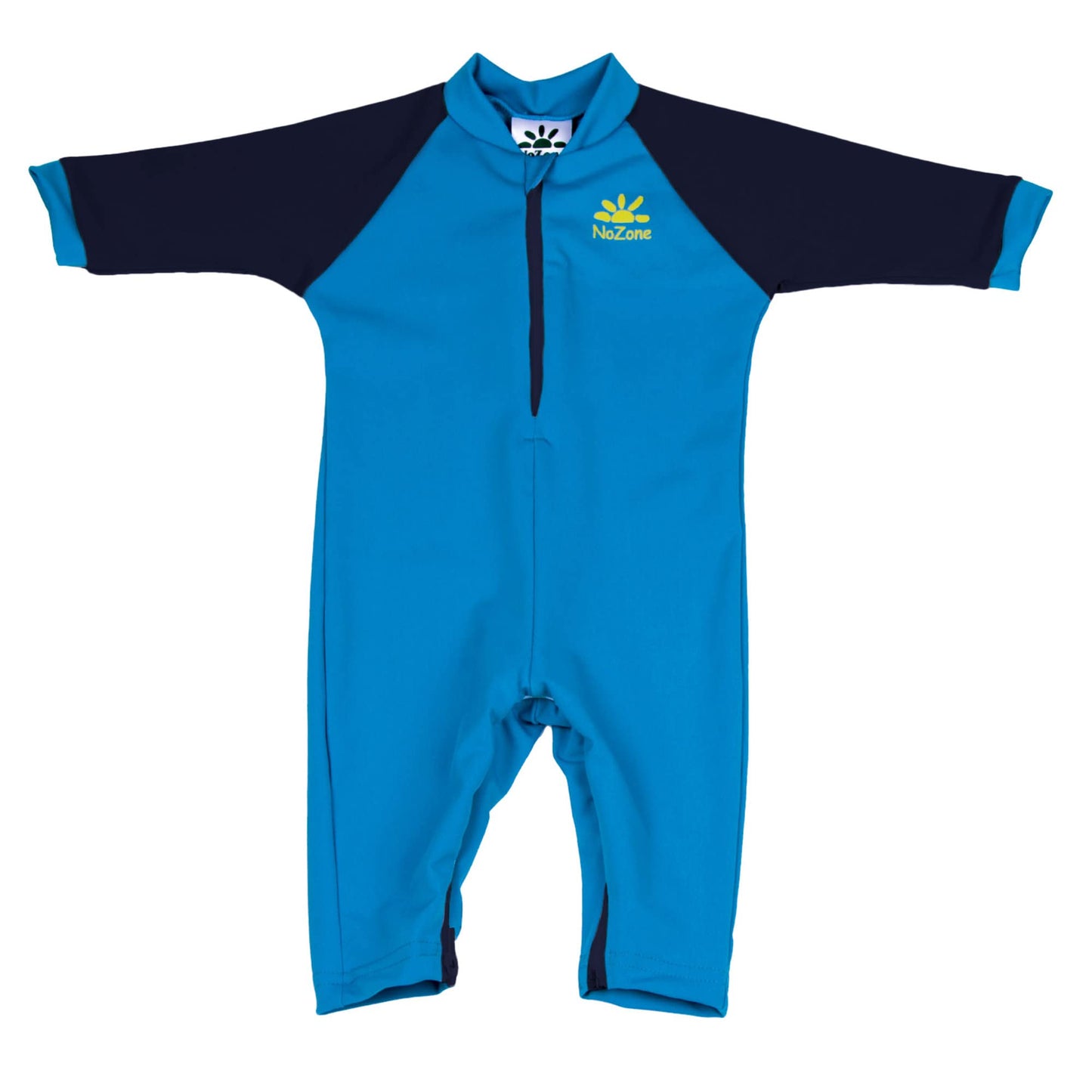 Nozone Fiji Sun Protective Baby Swimsuit, Double Zipper, UPF 50+ 6-12 Months Aquatic/Blue