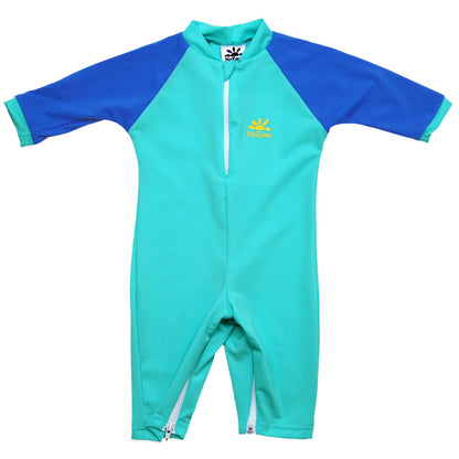 Nozone Fiji Sun Protective Baby Swimsuit, Double Zipper, UPF 50+ 6-12 Months Aquatic/Blue