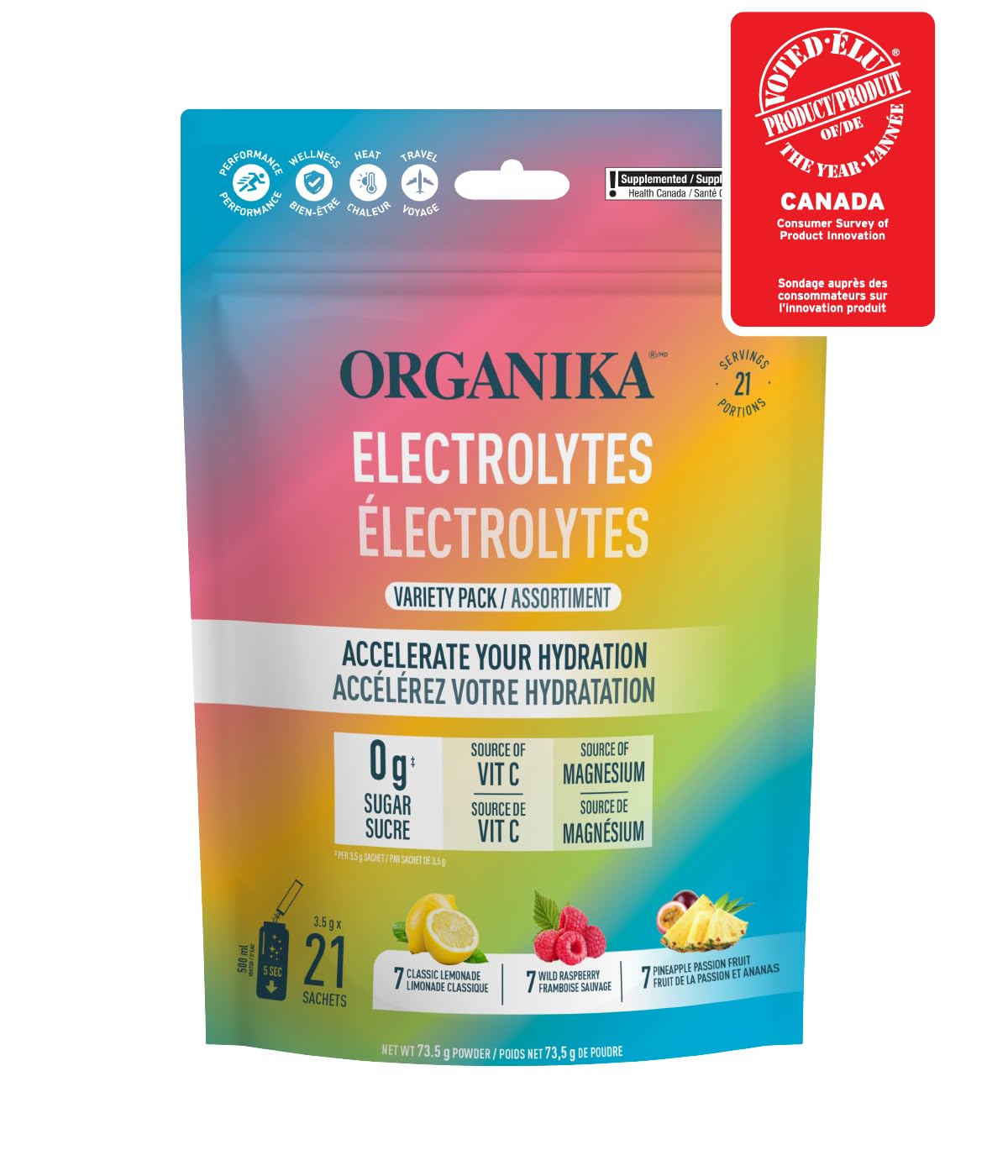 Organika Electrolytes Powder- Pink Lemonade Sachets- On the Go Hydration (Pack of 20)