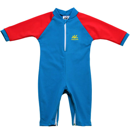 Nozone Fiji Sun Protective Baby Swimsuit, Double Zipper, UPF 50+ 6-12 Months Aquatic/Blue