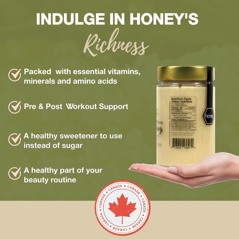 ONEROOT Raw Honey| Boreal Forest Raw Wildflower Honey | Creamed Honey 100% Farmed & Packed in Canada | Raw Unfiltered Honey (1kg)