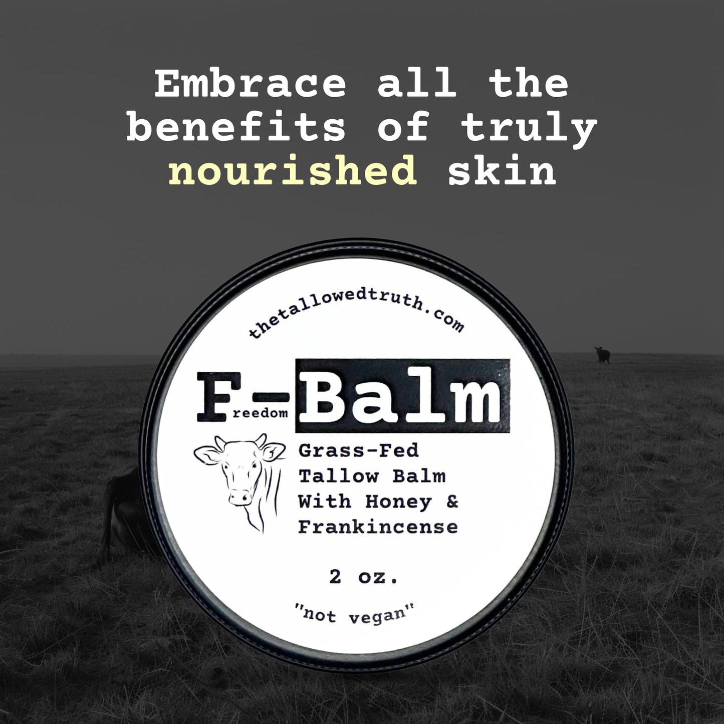 F-Balm Anti-aging Tallow Balm 2 oz - Grass-fed, Grass-finished - Canadian-made All Purpose Tallow Balm