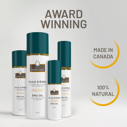 Emeu Charlevoix 100% Pure Emu Oil - Canadian-Made Award-Winning Quality, 100ml