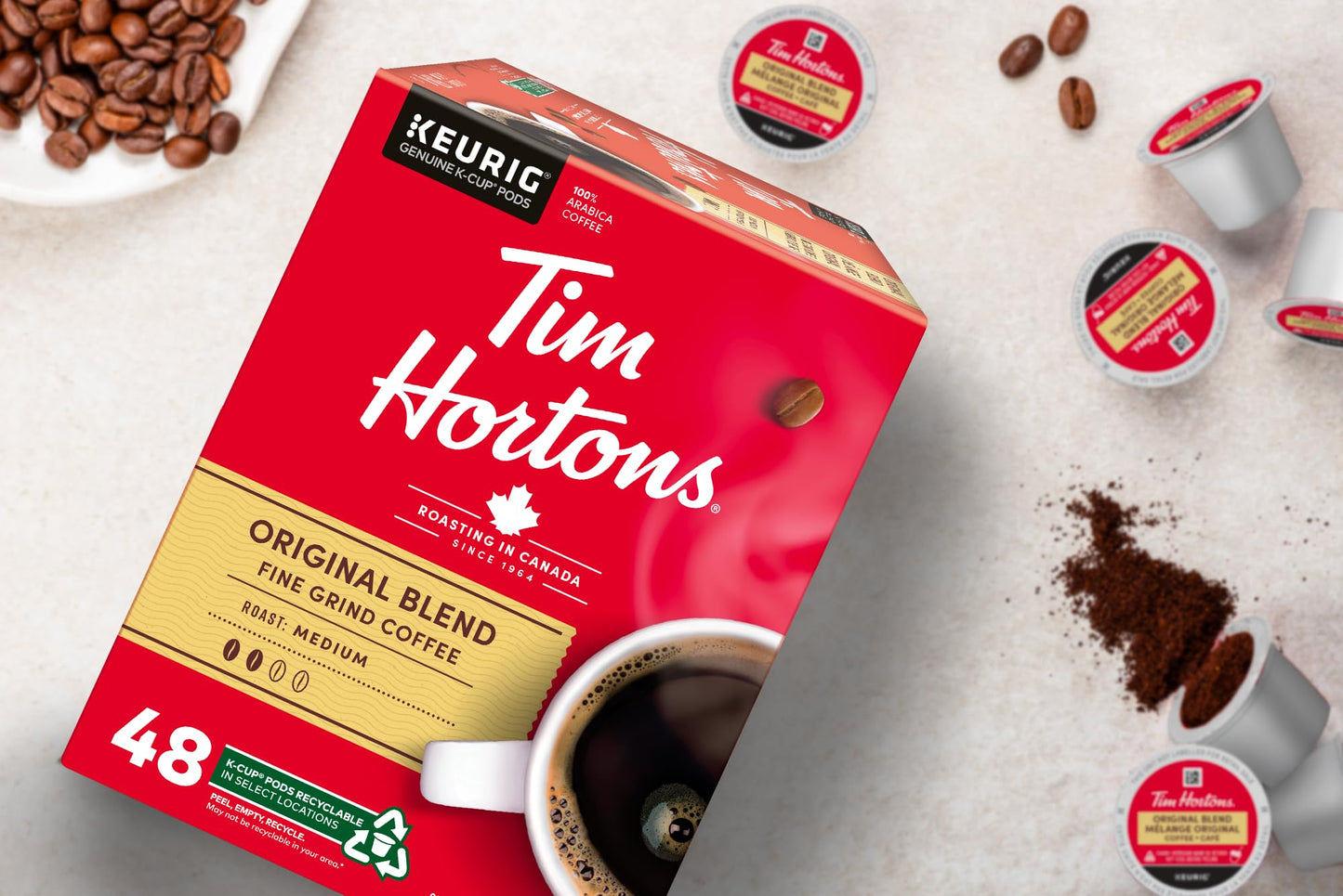 Tim Hortons Original Coffee blend, Single Serve Keurig K-Cup Pods, Medium Roast, 48 Count