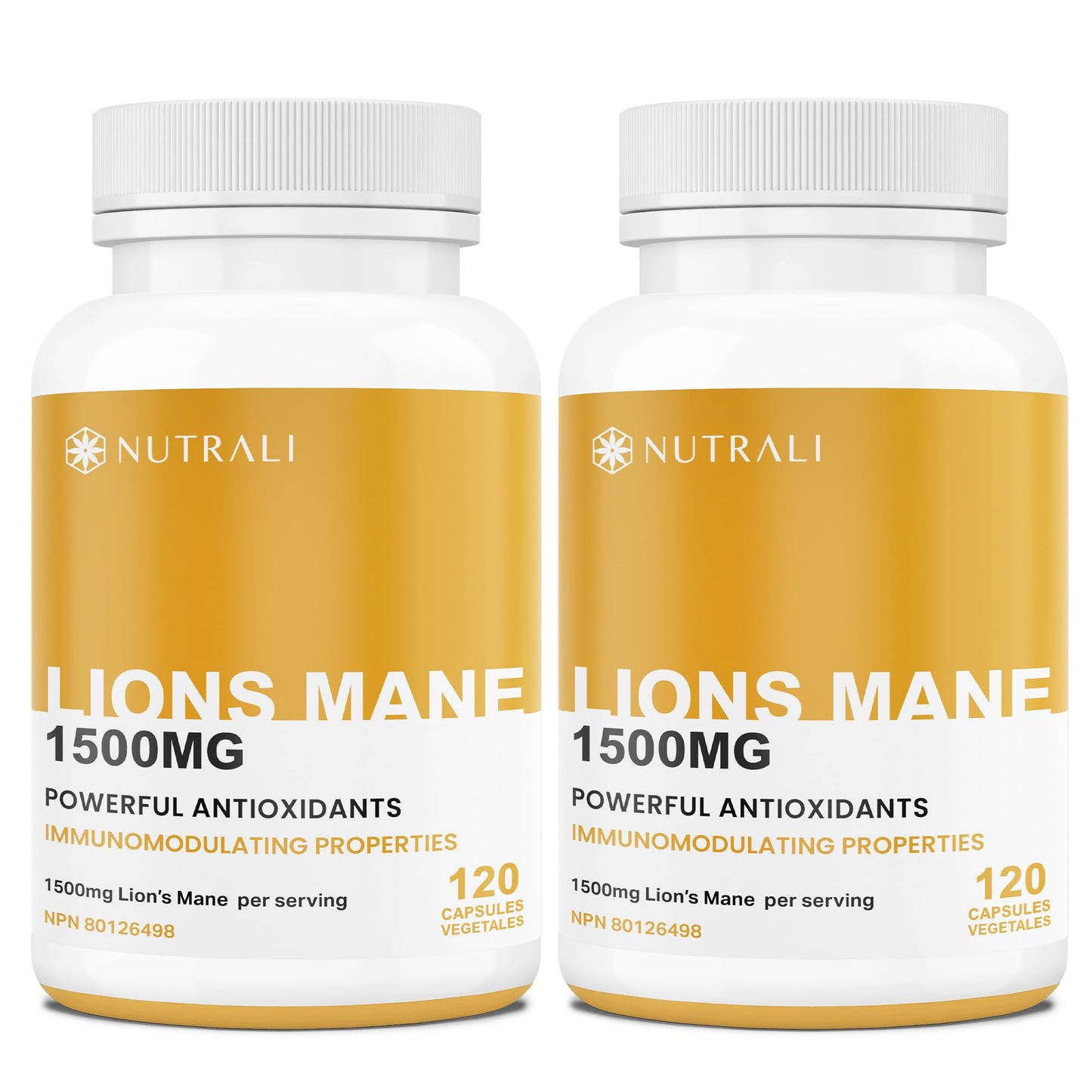 New Nutrali MAXIMUM POTENCY Lions Mane Supplement Extract Capsules – 1500mg per Serving - Canadian Grown