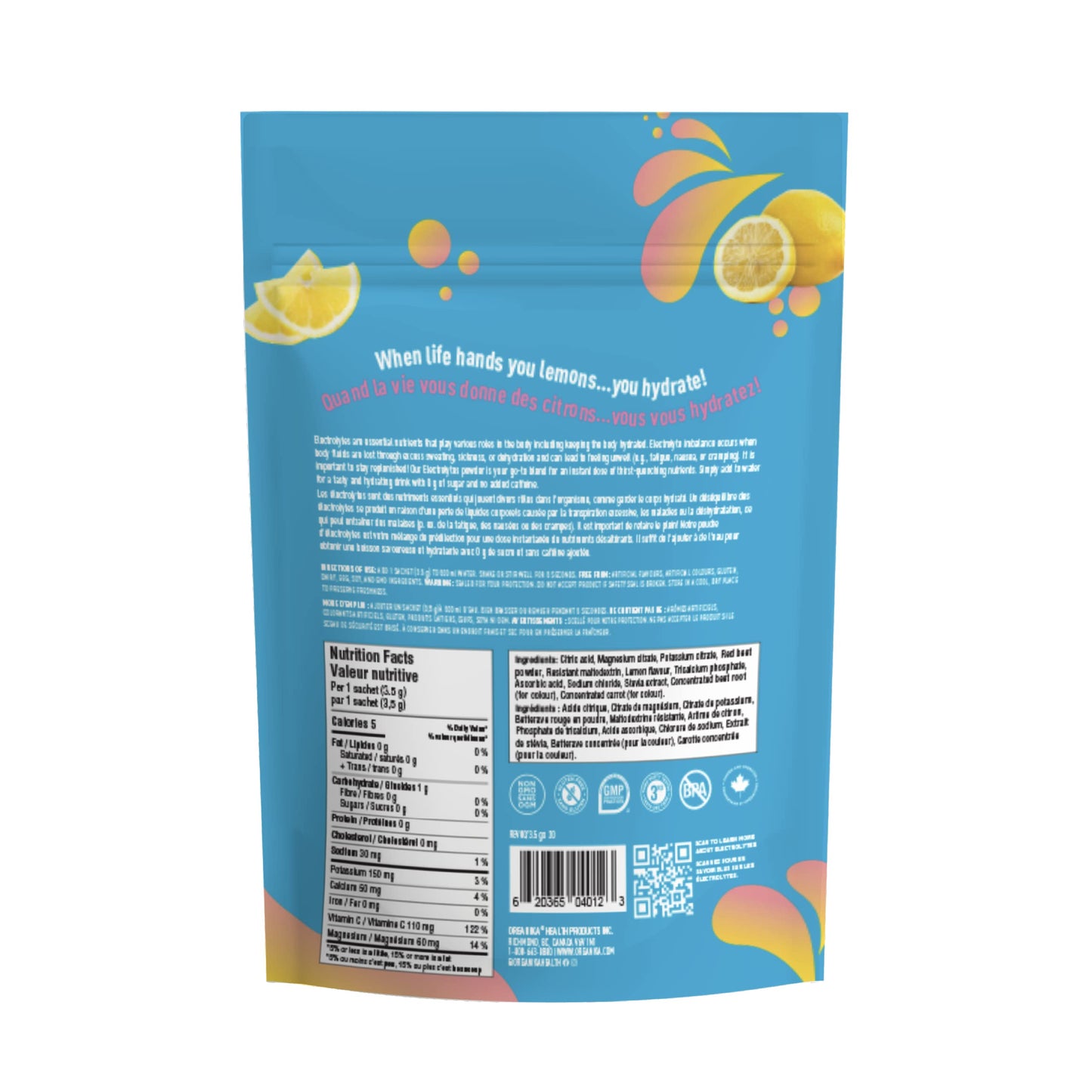 Organika Electrolytes Powder- Pink Lemonade Sachets- On the Go Hydration (Pack of 20)