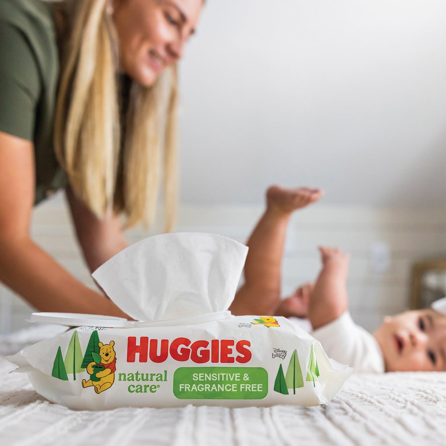 Huggies Natural Care Sensitive Baby Wipes, Unscented, Hypoallergenic, 99% Purified Water, 15 Flip-Top Packs