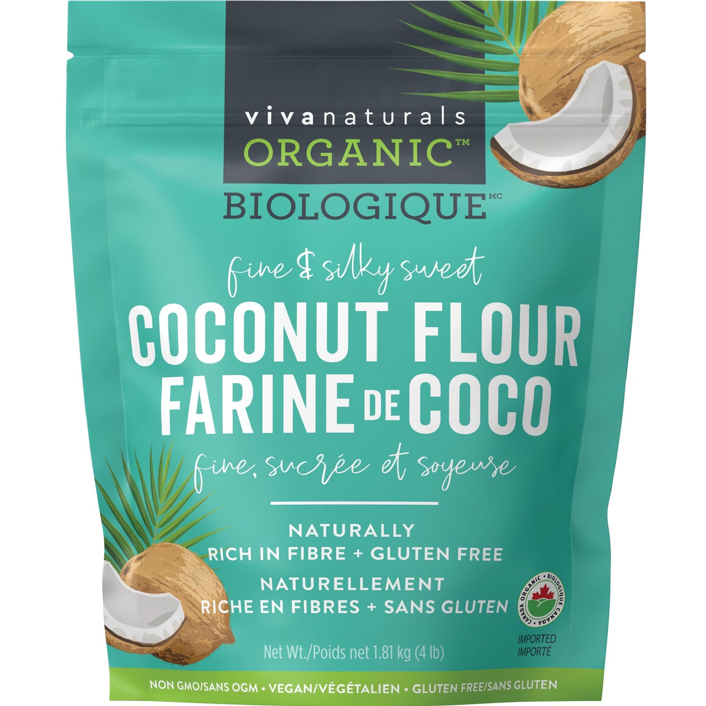 Organic Coconut Flour (4 lbs) - Unbleached & Unrefined Gluten Free Flour, Keto, Paleo, Vegan and Non-GMO Project Verified, 1.81 kg