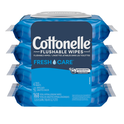 Cottonelle Fresh Care Flushable Wet Wipes, Adult Wet Wipes, 4 Flip-Top Packs, 42 Wipes per Pack (168 Total Flushable Wipes)