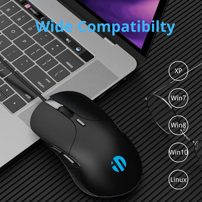 Uineer Wired Mouse with Silent Click, 4800DPI Adjustable and 6 Buttons, Ergonomic Design, Optimised Optical USB Cable Mouse for PC Laptop Computer (Black) black