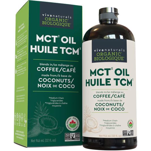 Viva Naturals Organic MCT Oil - Made from Organic Coconuts - Gluten Free, Dairy Free, Vegan, Keto & Paleo Certified - (946 mL, 32 fl oz)