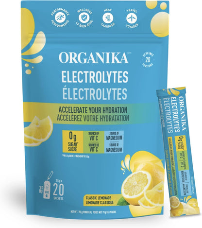 Organika Electrolytes Powder- Pink Lemonade Sachets- On the Go Hydration (Pack of 20)