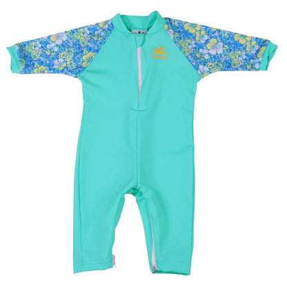 Nozone Fiji Sun Protective Baby Swimsuit, Double Zipper, UPF 50+ 6-12 Months Aquatic/Blue