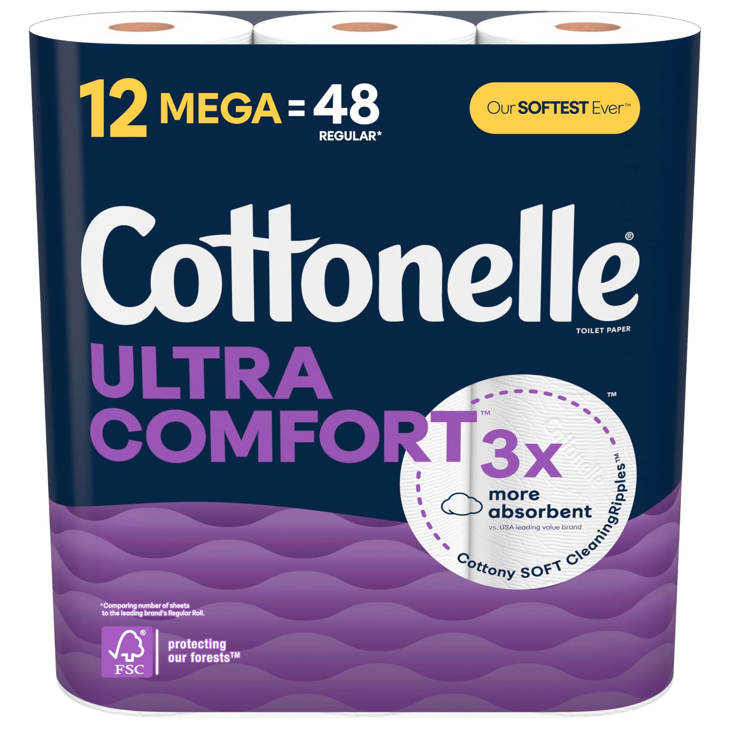 Cottonelle Ultra Comfort Toilet Paper, 12 Mega Rolls (12 Mega Rolls = 48 Regular Rolls)