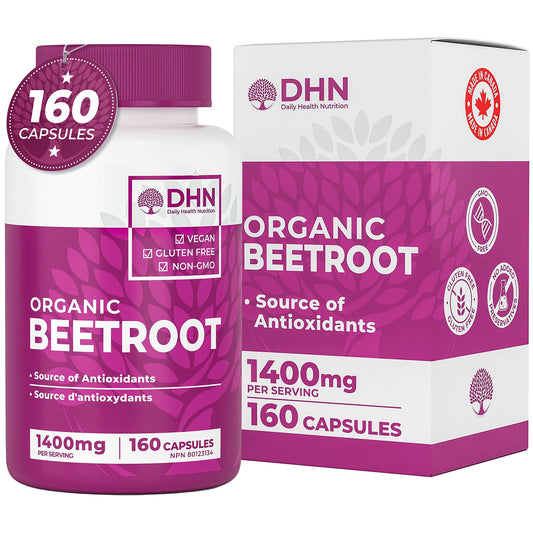 160 Capsules of High Potency Organic Beetroot | 1,400mg per serving Canadian Made