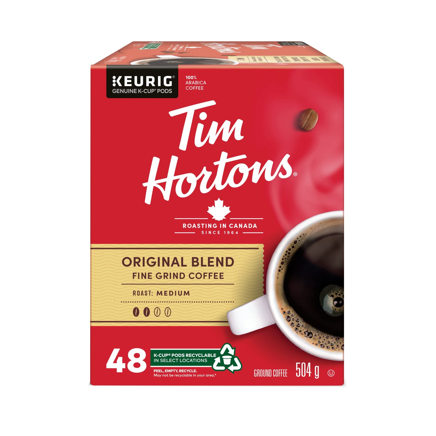 Tim Hortons Original Coffee blend, Single Serve Keurig K-Cup Pods, Medium Roast, 48 Count