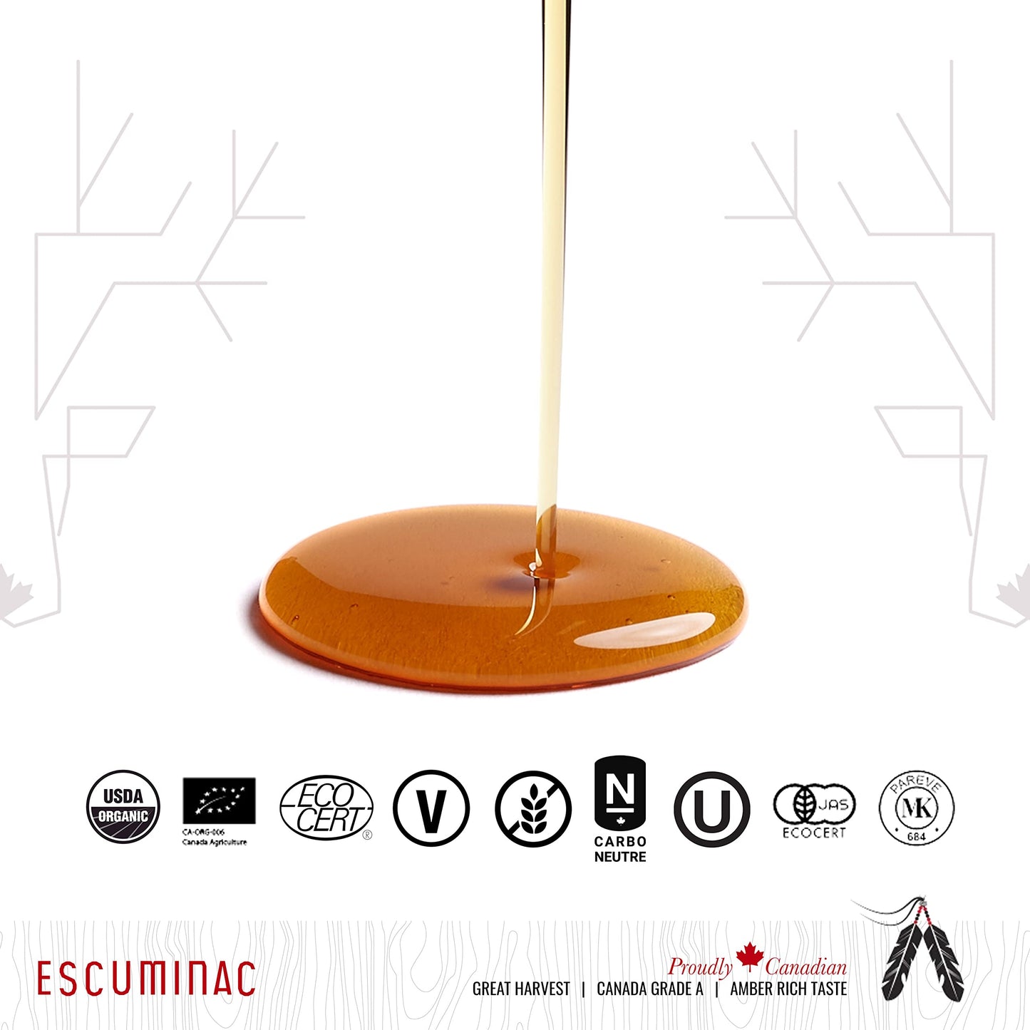 Award Winning Escuminac Great Harvest Canadian Maple Syrup. Family Size 1L (33.8 fl oz)