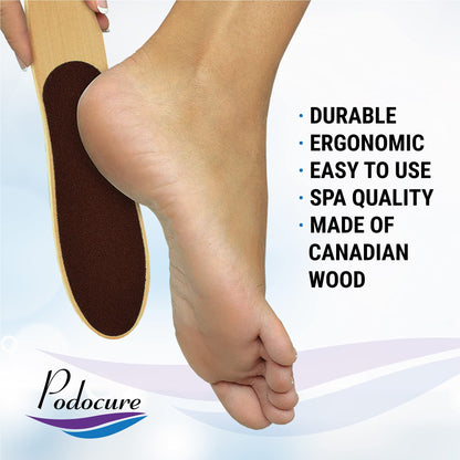 PODOCURE® Durable Colossal Professional Wood Waterproof Foot File double sided (Coarse/Medium) | Made of Canadian WOOD