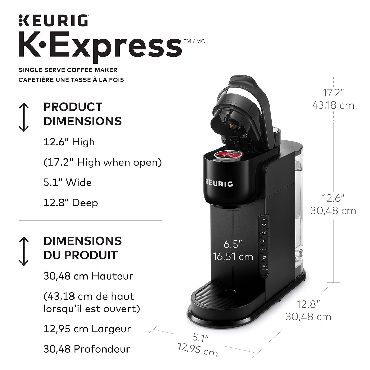 Keurig K-Express Single Serve K-Cup Pod Coffee Maker, Black, With A Removable Reservoir