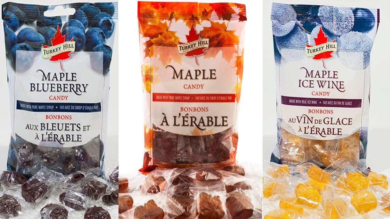 Turkey Hill Sugarbush Premium Maple Candies| Made from 100% Pure Maple Syrup| Pack of 3 |Blueberry, Maple, Ice Wine Candies|