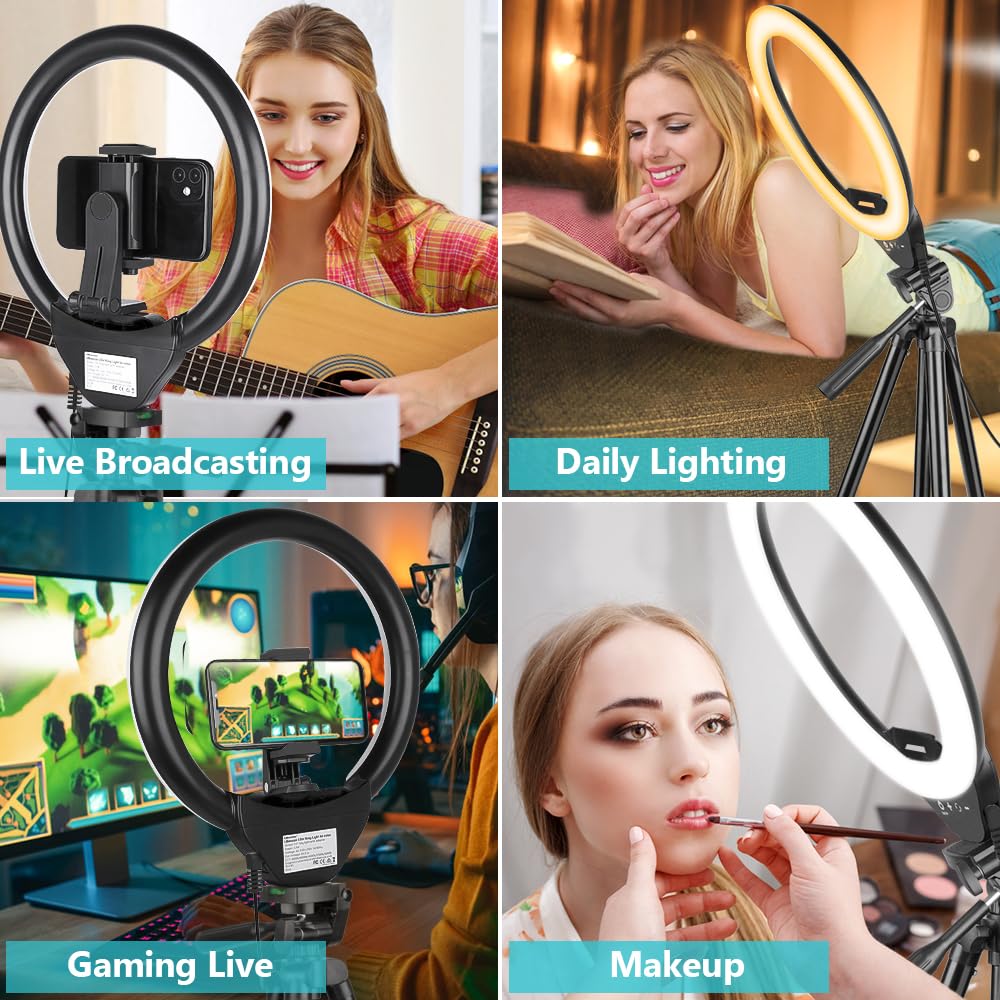 Sensyne 10'' Ring Light with 50'' Extendable Tripod Stand, LED Circle Light