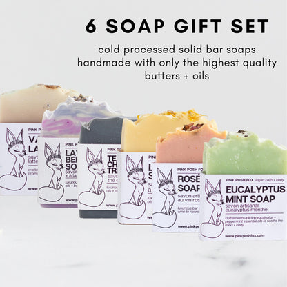 Pink Posh Fox, 6 pack Soap Gift Set, Vegan, Palm Oil Free, Ethically Sourced, Cold Pressed, Canadian Made