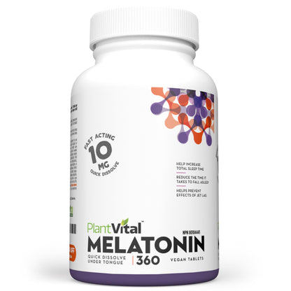 Plantvital Melatonin 10mg - Maximum Potency - Fast Dissolve Tablets - Canadian Made