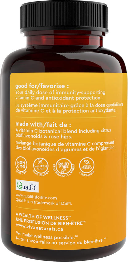 Vitamin C 1000mg with Bioflavonoids and Rose Hips - Non-GMO - Supports Healthy Bones and Teeth, 250 Veggie Capsules