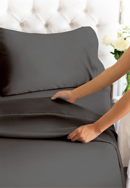 Queen Size 4 Piece Sheet Set - Comfy Breathable & Cooling Sheets - Hotel Luxury Bed Sheets - Charcoal