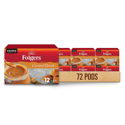 Folgers Caramel Drizzle Flavoured Coffee, Single-Serve K-Cup Pods For Keurig Coffee Makers, 30 Count