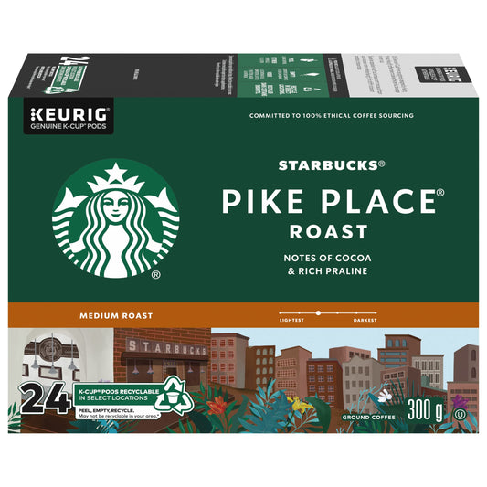 Starbucks Pike Place Medium Roast K-Cups, Single Serve Keurig Compatible Coffee Pods for Keurig Brewers - 24 count