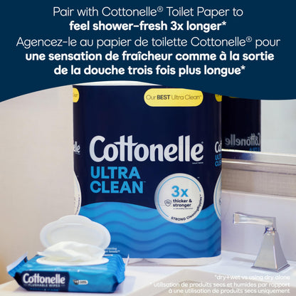 Cottonelle Fresh Care Flushable Wet Wipes, Adult Wet Wipes, 4 Flip-Top Packs, 42 Wipes per Pack (168 Total Flushable Wipes)