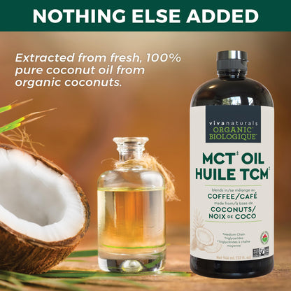 Viva Naturals Organic MCT Oil - Made from Organic Coconuts - Gluten Free, Dairy Free, Vegan, Keto & Paleo Certified - (946 mL, 32 fl oz)