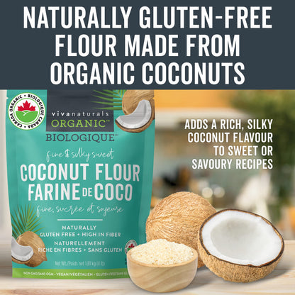 Organic Coconut Flour (4 lbs) - Unbleached & Unrefined Gluten Free Flour, Keto, Paleo, Vegan and Non-GMO Project Verified, 1.81 kg