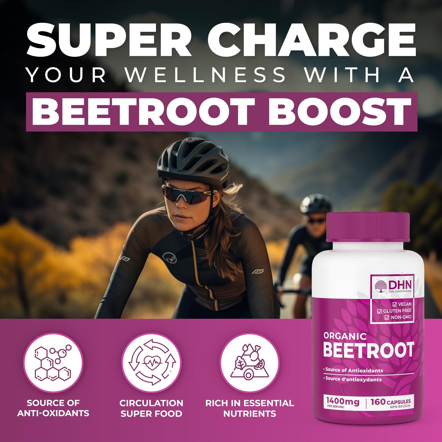 160 Capsules of High Potency Organic Beetroot | 1,400mg per serving Canadian Made