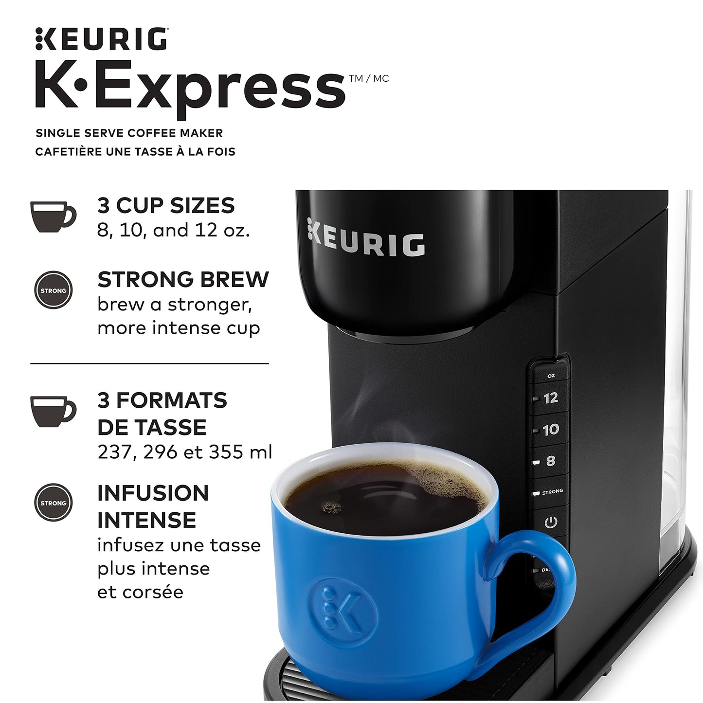 Keurig K-Express Single Serve K-Cup Pod Coffee Maker, Black, With A Removable Reservoir