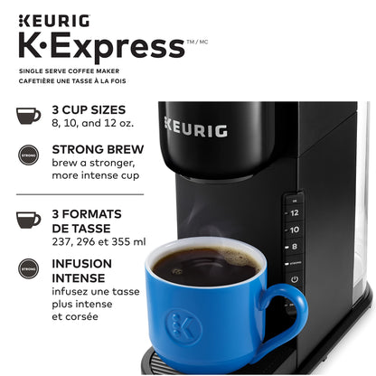 Keurig K-Express Single Serve K-Cup Pod Coffee Maker, Black, With A Removable Reservoir