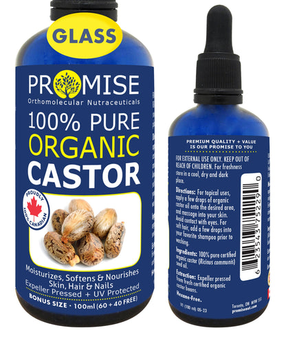 ORGANIC GOLDEN CASTOR Oil, 100% Pure Certified For Hair, Beard, Made in Canada, No Chemicals Cruelty Free Hexane free (505ml)