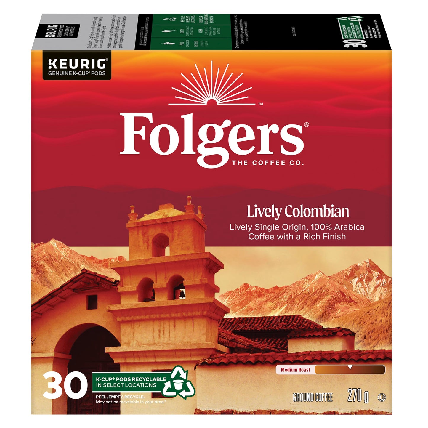 Folgers Caramel Drizzle Flavoured Coffee, Single-Serve K-Cup Pods For Keurig Coffee Makers, 30 Count